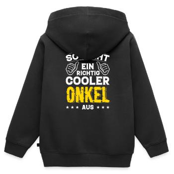 Onkel Onkel Geburtstag Onkel Sprüche Bester Onkel - Kinder Premium Organic Zip Hoodie - Schwarz - Hinten - AI Model Kid Male (0cm)