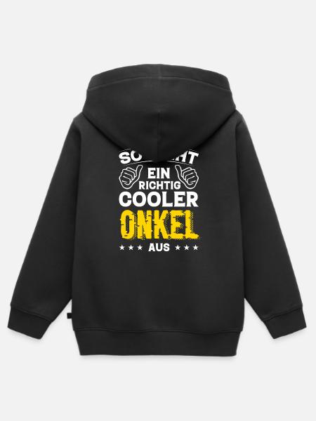 Onkel Onkel Geburtstag Onkel Sprüche Bester Onkel - Kinder Premium Organic Zip Hoodie - Schwarz