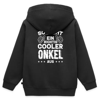 Onkel Onkel Geburtstag Onkel Sprüche Bester Onkel - Kinder Premium Organic Zip Hoodie - Schwarz - Hinten - AI Model Kid Male (0cm)