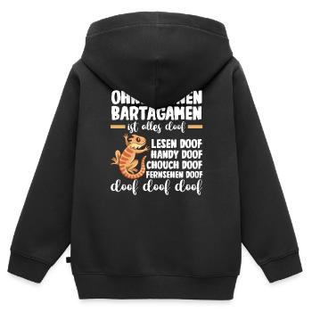 Reptilien Bartagame Bartagamen - Kinder Premium Organic Zip Hoodie - Schwarz - Hinten - AI Model Kid Male (0cm)