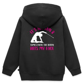 C’est tout le plaisir et les jeux jusqu’à ce que le bâton frappe mon - Sweat Premium à capuche zippé enfant bio - noir - Dos - AI Model Kid Male (0cm)