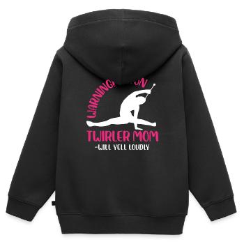 Avertissement! Matraque virevoltante maman - Criera fort - Sweat Premium à capuche zippé enfant bio - noir - Dos - AI Model Kid Male (0cm)