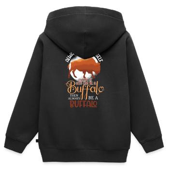Toujours être un buffle Wild West Buffalo - Sweat Premium à capuche zippé enfant bio - noir - Dos - AI Model Kid Male (0cm)