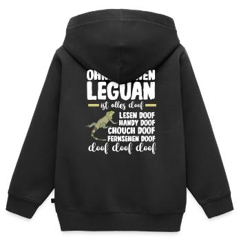 Ohne meinen Leguan ist alles doof - Kinder Premium Organic Zip Hoodie - Schwarz - Hinten - AI Model Kid Male (0cm)