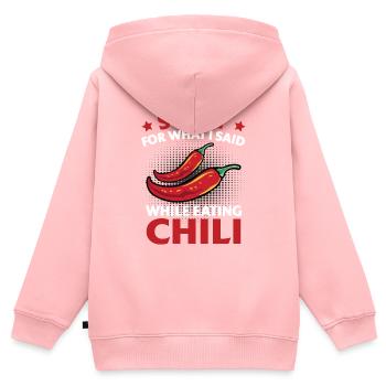 Poivrons rouges épicés désolé pour ce que j’ai dit en mangeant - Sweat Premium à capuche zippé enfant bio - rose - Dos - AI Model Kid Female (0cm)