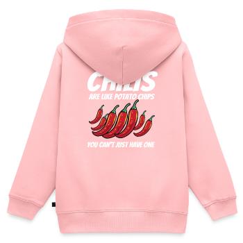 Les piments sont comme des croustilles que vous ne pouvez pas simplement avoir o - Sweat Premium à capuche zippé enfant bio - rose - Dos - AI Model Kid Female (0cm)