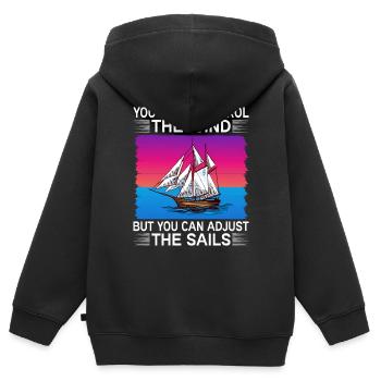 Capitaine Bateau Licence Voilier - Sweat Premium à capuche zippé enfant bio - noir - Dos - AI Model Kid Male (0cm)
