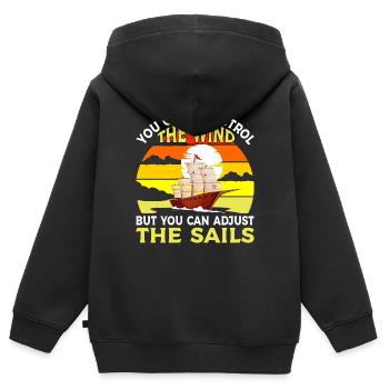 Capitaine Bateau Licence Voilier - Sweat Premium à capuche zippé enfant bio - noir - Dos - AI Model Kid Male (0cm)