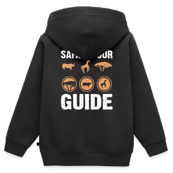 Safari Wildlife Afrika die großen 5 Zoologie - Kinder Premium Organic Zip Hoodie - Schwarz - Hinten - AI Model Kid Male (0cm)