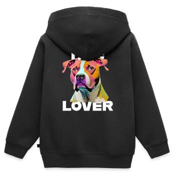 Dog Lover American Stafford - Kinder Premium Organic Zip Hoodie - Schwarz - Hinten - AI Model Kid Male (0cm)
