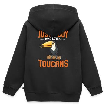 Tukan Vogel Regenwald - Kinder Premium Organic Zip Hoodie - Schwarz - Hinten - AI Model Kid Male (0cm)