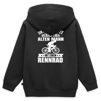 Rennrad Rennradfahrer Radsport Radrennen Fahrrad - Kinder Premium Organic Zip Hoodie - Schwarz - Hinten - AI Model Kid Male (0cm)