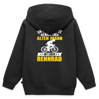 Rennrad Rennradfahrer Radsport Radrennen Fahrrad - Kinder Premium Organic Zip Hoodie - Schwarz - Hinten - AI Model Kid Male (0cm)