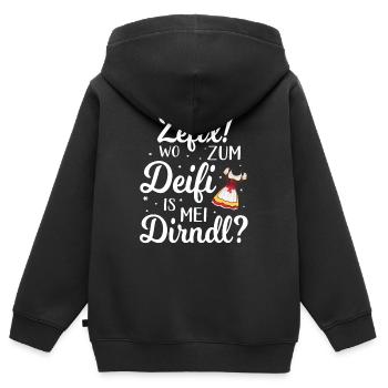 Volksfest Oktober Volksfest Sprüche - Kinder Premium Organic Zip Hoodie - Schwarz - Hinten - AI Model Kid Male (0cm)