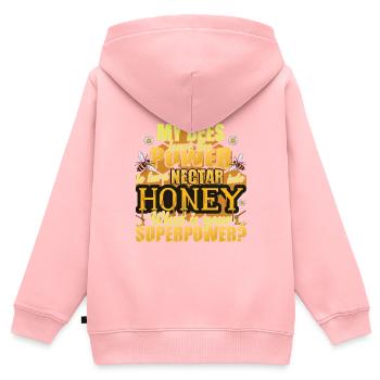 Meine Bienen haben die Macht, Nektar in Honig zu verwandeln - Kinder Premium Organic Zip Hoodie - Rosa - Hinten - AI Model Kid Female (0cm)