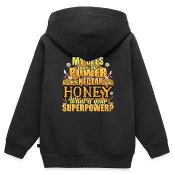 Meine Bienen haben die Macht, Nektar in Honig zu verwandeln - Kinder Premium Organic Zip Hoodie - Schwarz - Hinten - AI Model Kid Male (0cm)