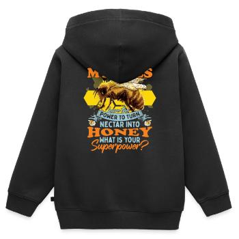 Meine Bienen haben die Macht, Nektar in Honig zu verwandeln - Kinder Premium Organic Zip Hoodie - Schwarz - Hinten - AI Model Kid Male (0cm)