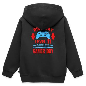 Eleven 11yr BDay Son Boy Funny Gamer 11th 11 - Kinder Premium Organic Zip Hoodie - Schwarz - Hinten - AI Model Kid Male (0cm)