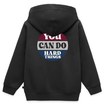 Sie können schwierige Dinge tun Testtag - Kinder Premium Organic Zip Hoodie - Schwarz - Hinten - AI Model Kid Male (0cm)