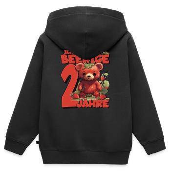 2. Geburtstag Jahre Kindergeburtstag - Erdbeer Bär - Kinder Premium Organic Zip Hoodie - Schwarz - Hinten - AI Model Kid Male (0cm)
