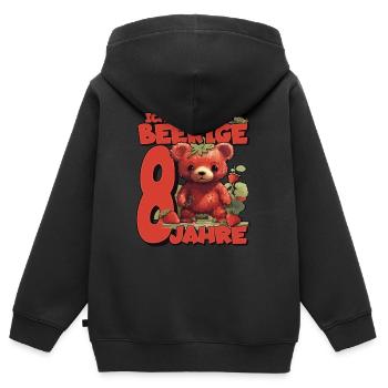 8. Geburtstag Jahre Kindergeburtstag - Erdbeer Bär - Kinder Premium Organic Zip Hoodie - Schwarz - Hinten - AI Model Kid Male (0cm)