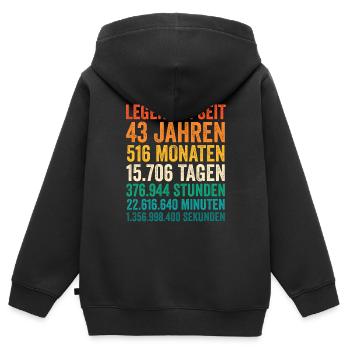 43 Jahre Fünfundvierzigster Geburtstag - Kinder Premium Organic Zip Hoodie - Schwarz - Hinten - AI Model Kid Male (0cm)