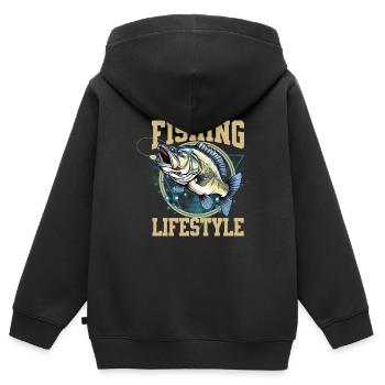 Angeln Lebensstil - Kinder Premium Organic Zip Hoodie - Schwarz - Hinten - AI Model Kid Male (0cm)