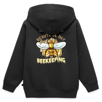 Imkerei Waben Honigbienen Bienenstock - Kinder Premium Organic Zip Hoodie - Schwarz - Hinten - AI Model Kid Male (0cm)