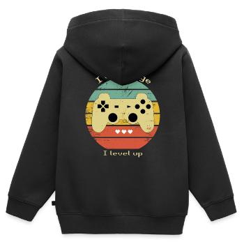 Retro Gaming - Kinder Premium Organic Zip Hoodie - Schwarz - Hinten - AI Model Kid Male (0cm)