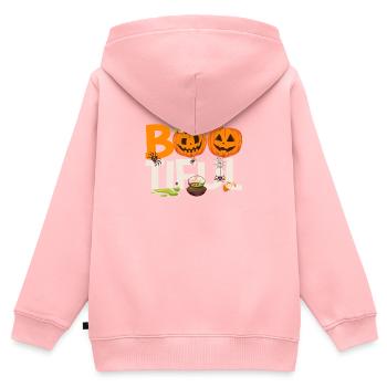 Boo Tiful Drôle Halloween Bootiful Citrouille effrayante - Sweat Premium à capuche zippé enfant bio - rose - Dos - AI Model Kid Female (0cm)