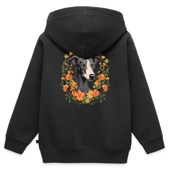 Whippet Dog Gift - Kids Premium Organic Zip-up Hoodie - black - Back - AI Model Kid Male (0cm)