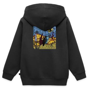Eulenliebhaber Gruselnacht Gespenstische Halloween - Kinder Premium Organic Zip Hoodie - Schwarz - Hinten - AI Model Kid Male (0cm)
