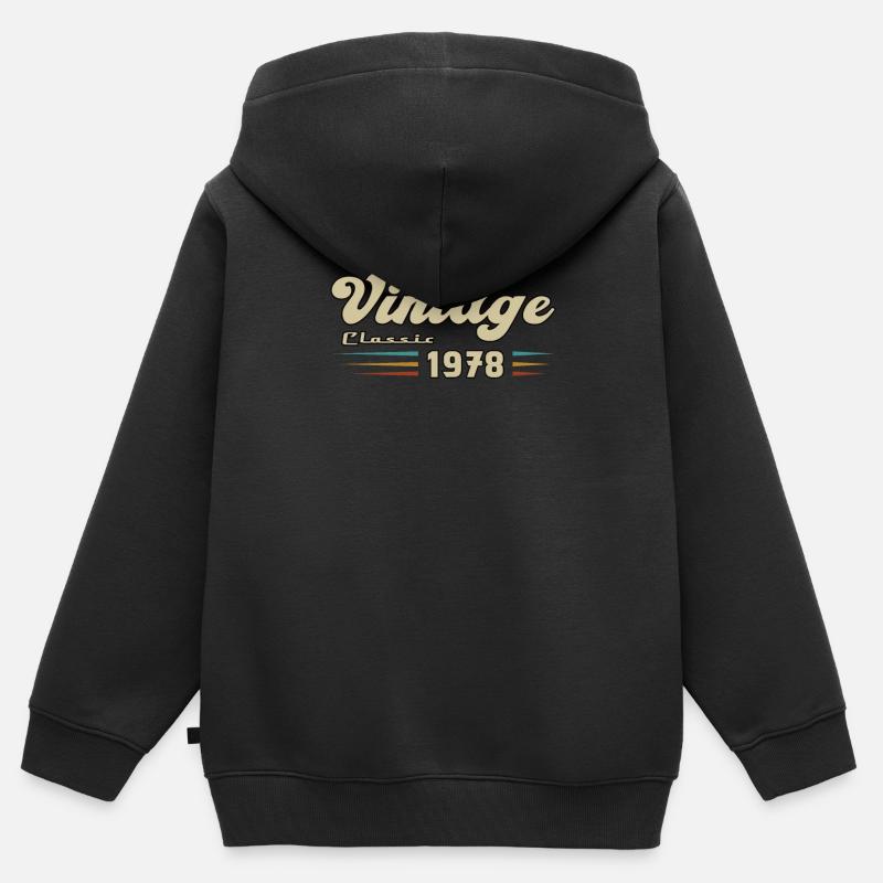 1978 Anniversaire Vintage Classic - Sweat Premium à capuche zippé enfant bio - noir