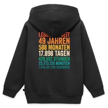 49 Jahre Neunundvierzigster Geburtstag - Kinder Premium Organic Zip Hoodie - Schwarz - Hinten - AI Model Kid Male (0cm)