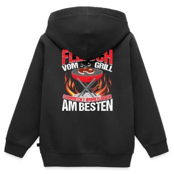 Grillen Grill Fleisch vom Grill schmeckt am Besten - Kinder Premium Organic Zip Hoodie - Schwarz - Hinten - AI Model Kid Male (0cm)