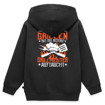 Grill Grillen Jeder kann Grillen - Kinder Premium Organic Zip Hoodie - Schwarz - Hinten - AI Model Kid Male (0cm)
