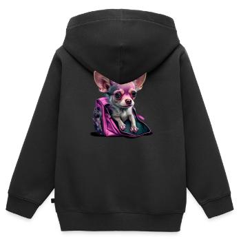 Pink Chihuahua | Rosa Handtasche Welpe Girlie - Kinder Premium Organic Zip Hoodie - Schwarz - Hinten - AI Model Kid Male (0cm)