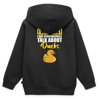 I May Spontaneously Talk About Rubber Ducks Duckli - Kinder Premium Organic Zip Hoodie - Schwarz - Hinten - AI Model Kid Male (0cm)