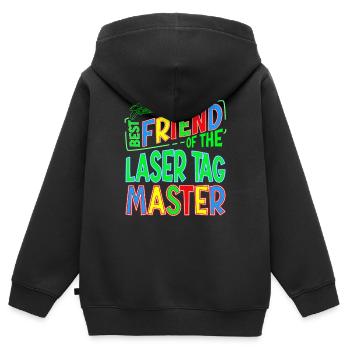 Meilleur ami du Laser Tag Birthday Boy Player - Sweat Premium à capuche zippé enfant bio - noir - Dos - AI Model Kid Male (0cm)