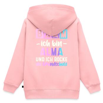 Name Alma Geschenk Grundschule - Kinder Premium Organic Zip Hoodie - Rosa - Hinten - AI Model Kid Female (0cm)