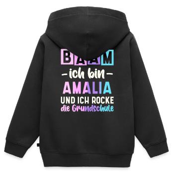 Name Amalia Geschenk Grundschule - Kinder Premium Organic Zip Hoodie - Schwarz - Hinten - AI Model Kid Male (0cm)