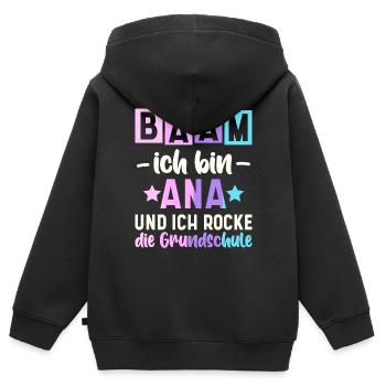 Name Ana Geschenk Grundschule - Kinder Premium Organic Zip Hoodie - Schwarz - Hinten - AI Model Kid Male (0cm)