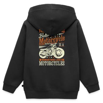 Moto Moto Course Motocycliste - Sweat Premium à capuche zippé enfant bio - noir - Dos - AI Model Kid Male (0cm)