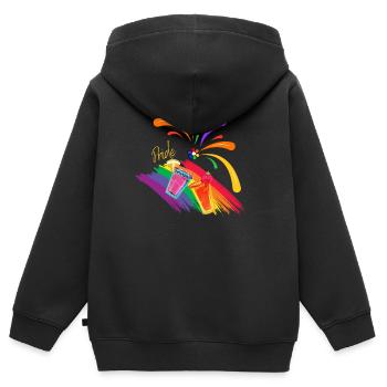 Getränke voller Farben, Stolz - Kinder Premium Organic Zip Hoodie - Schwarz - Hinten - AI Model Kid Male (0cm)