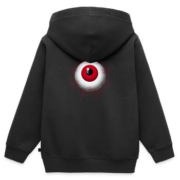 Spooky Scary Eyeball Funny Halloween Party Night - Sweat Premium à capuche zippé enfant bio - noir - Dos - AI Model Kid Male (0cm)