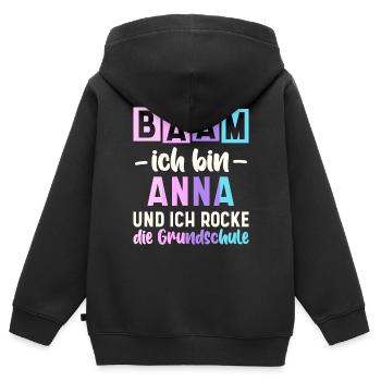 Name Anna Geschenk Grundschule - Kinder Premium Organic Zip Hoodie - Schwarz - Hinten - AI Model Kid Male (0cm)