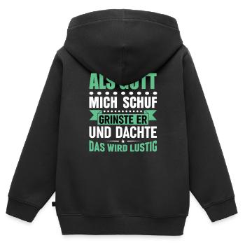 Lustige Sprüche - Kinder Premium Organic Zip Hoodie - Schwarz - Hinten - AI Model Kid Male (0cm)