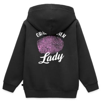 Dame craie folle | Criminalistique - Sweat Premium à capuche zippé enfant bio - noir - Dos - AI Model Kid Male (0cm)