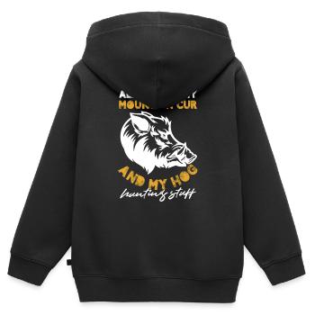 Tout ce dont j’ai besoin, c’est de Mountain Cur et de Hog Hunting - Sweat Premium à capuche zippé enfant bio - noir - Dos - AI Model Kid Male (0cm)
