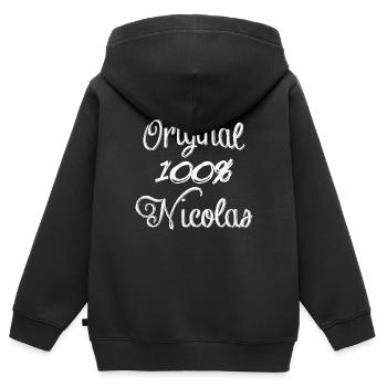 Original 100% Nicolas - Sweat Premium à capuche zippé enfant bio - noir - Dos - AI Model Kid Male (0cm)